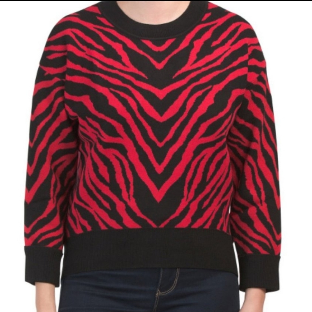 Cliche zebra animal print long sleeve sweater women multiple sizes